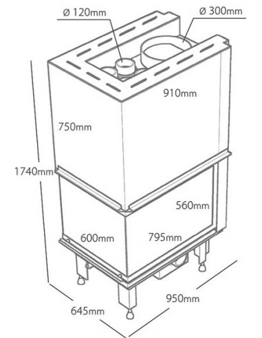 Dimensiones de Chimenea Inserto Trifacial.