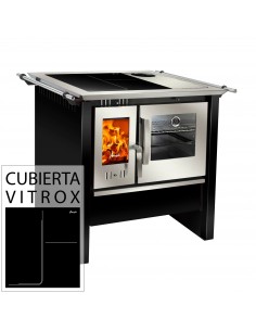 Cocina combusitón lenta Amesti Allegra Vitrox Negra